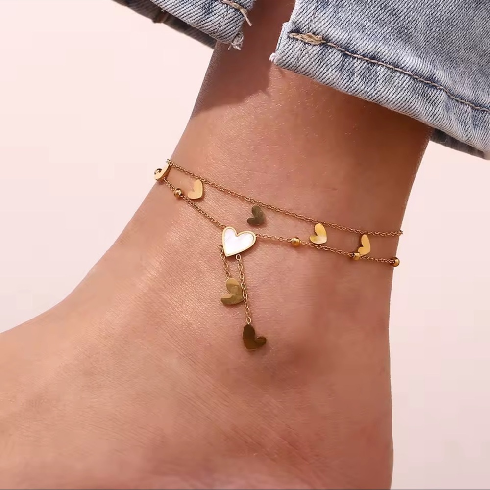 Heart-shaped White Beige Tassel Anklet Gold 18K

Stainless Steel Anklet - Picture 3 of 9